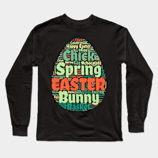 Colorful Easter Egg Shaped Word Cloud Long Sleeve T-Shirt